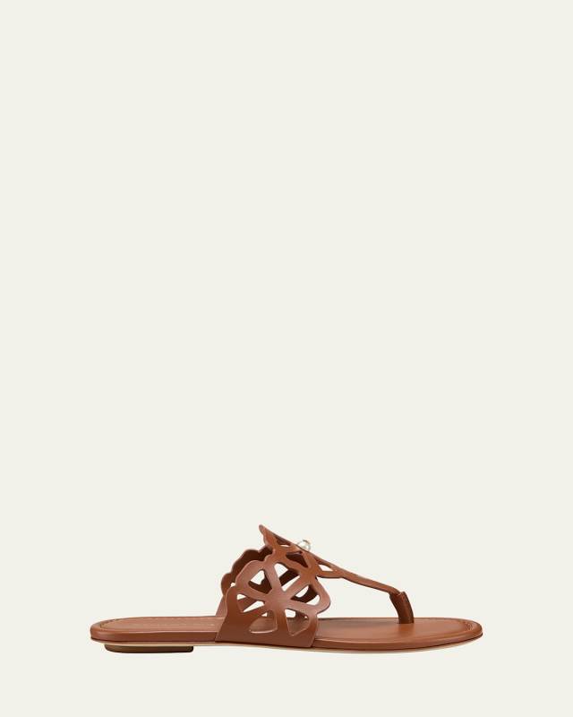 Jasmine Leather Cutout Thong Sandals